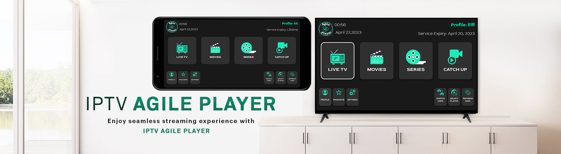 IPTV Agile Player is a fast and reliable IPTV/OTT player that enables you to watch your content smoothly. Get the best out of your IPTV/OTT experience with IPTV Agile Player.
